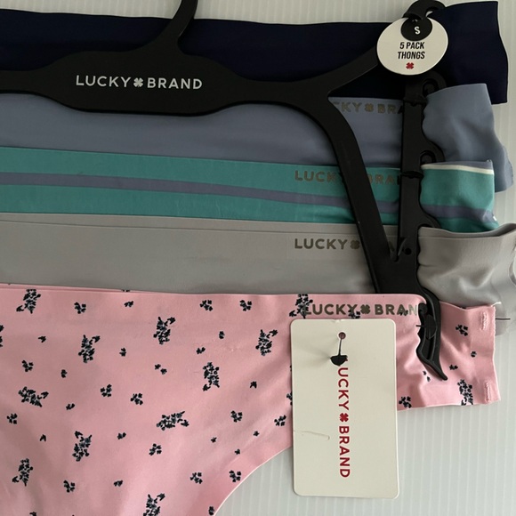 Lucky Brand Silky Smooth Laser Cut Tech Sealed Invisible Edge 5 pc Thongs set - Picture 3 of 13